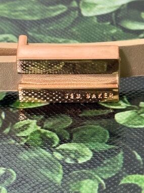 Ted Baker Rose Gold Bar Detail Leather Belt Strap - Beige